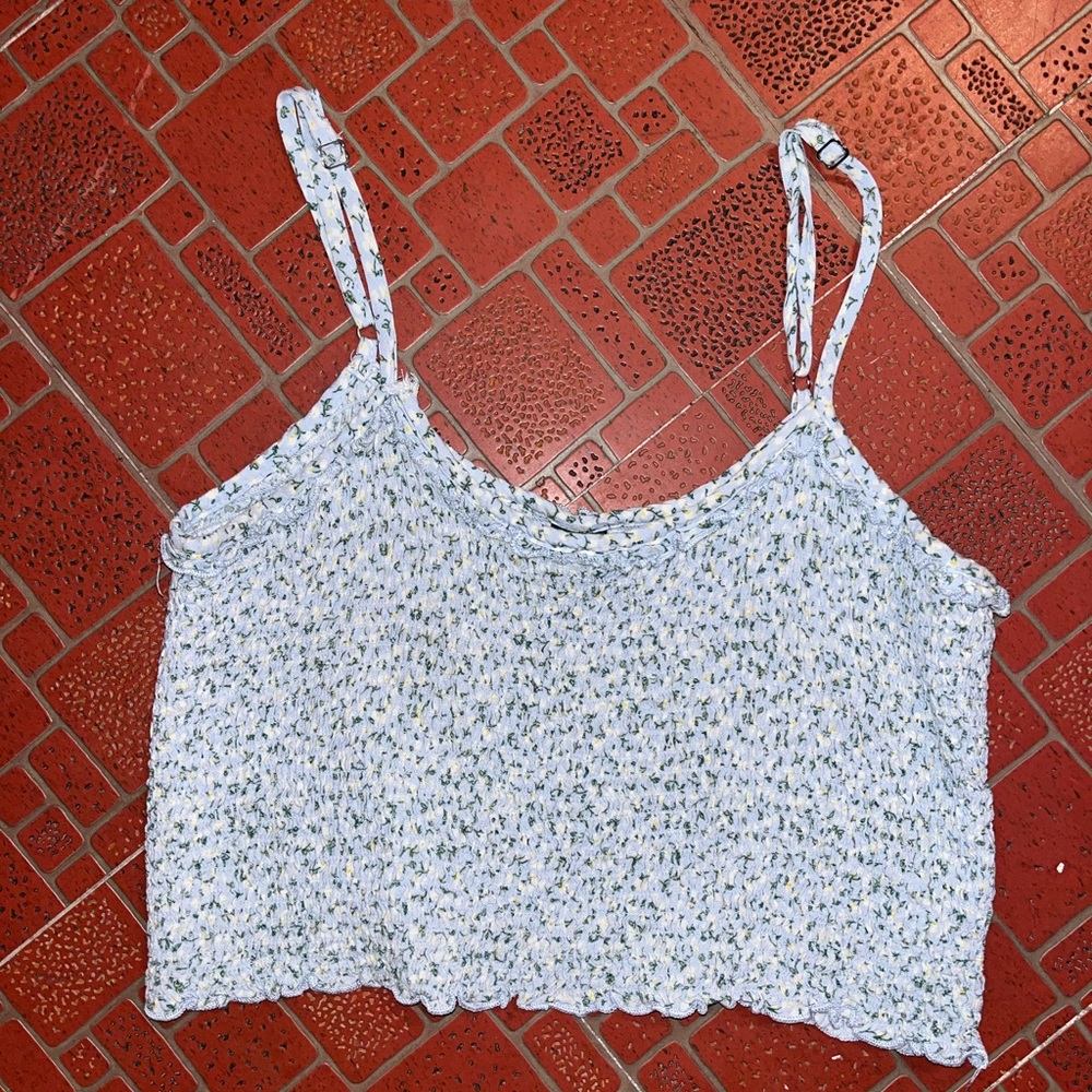 Blue flower crop top